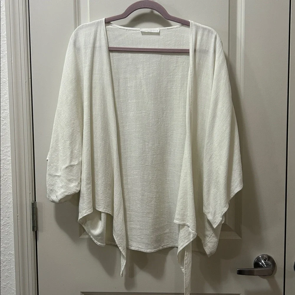 Wasabi + Mint white boho open cardigan Large - Picture 2 of 7